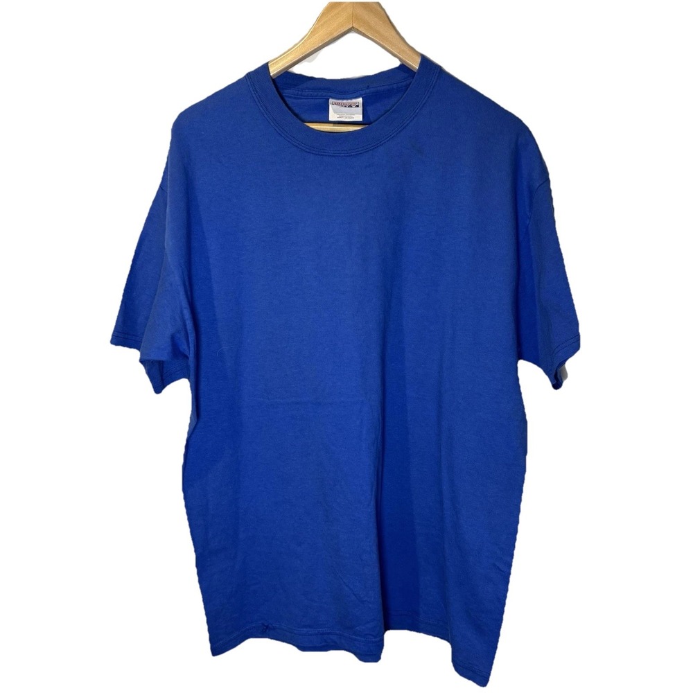 VTG Hanes Beefy-T Plain Blank T-Shirt Blue‎ Cotton Skater Grunge Well  Sz Large
